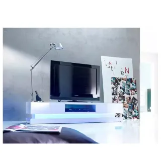 TV stolík STEP 59071W4 biely lak vysoký lesk s LED osvetlením