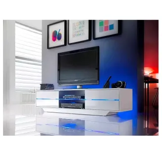 Televízny stolík BLUES 59075W14 biely lak vysoký lesk s LED osvetlením